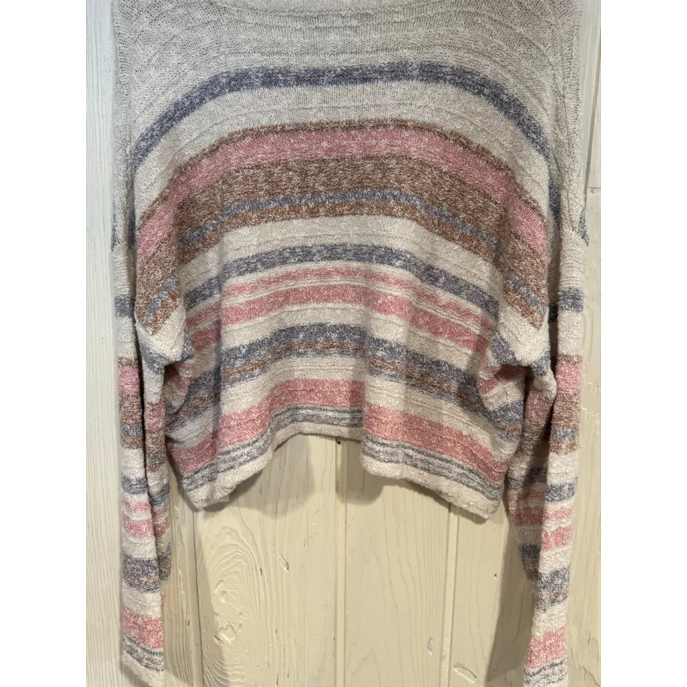 Women's Sincerely Jules Striped Crew Neck Sweater M - Cream, Pink, Blue